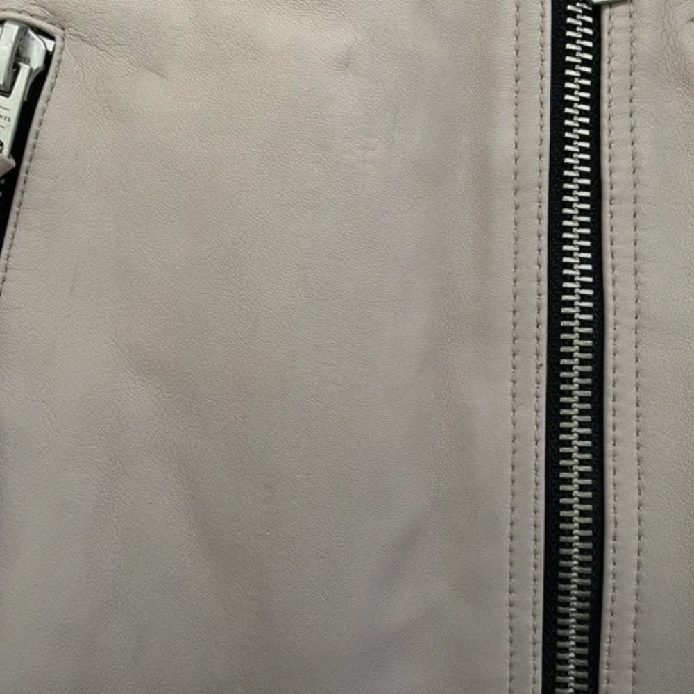All Saints Dalby Leather Moto Biker Jacket in Cloud Pink Size 8 - Picture 8 of 12